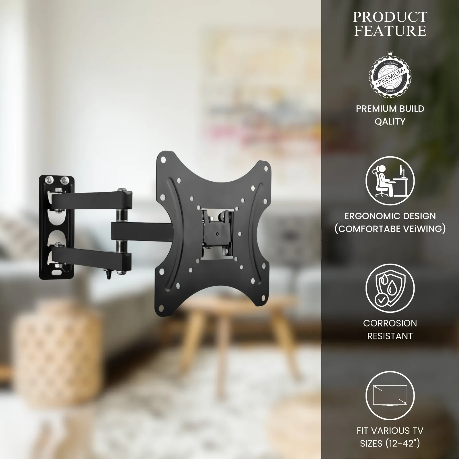 Wall Mount Kit 17" To 42" | Moveable and Adjustable view 4